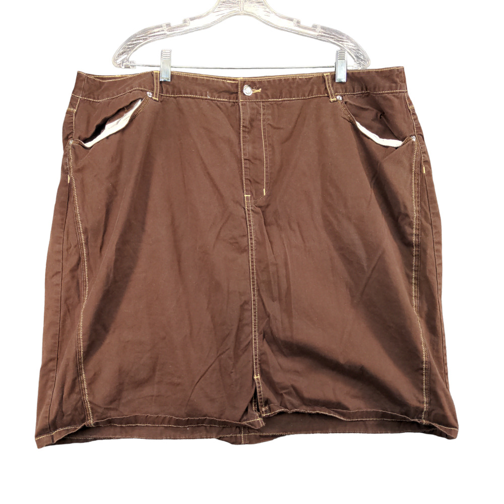 JMS Just My Size Skirt Womens Size 26W Brown Pockets Warm Fudge